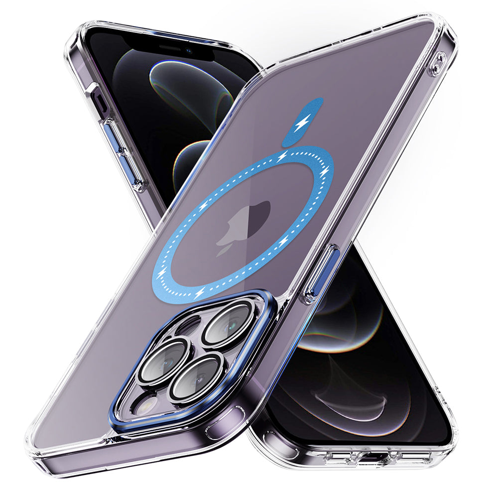 YSM Magnetic Case for iPhone 12 Pro Max Compatible with MagSafe Phone Cover with Metal Lens Cover - Transparent Black YSM Magnetic Case for iPhone 12 Pro Max Compatible with MagSafe Phone Cover with Metal Lens Cover - Transparent Black